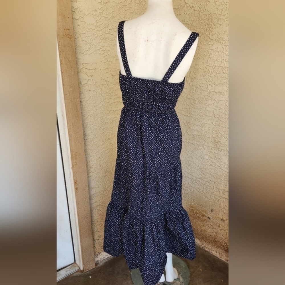 J.CREW Tiered Midi Dress W/ Convertible Straps in Dot - Picture 6 of 7